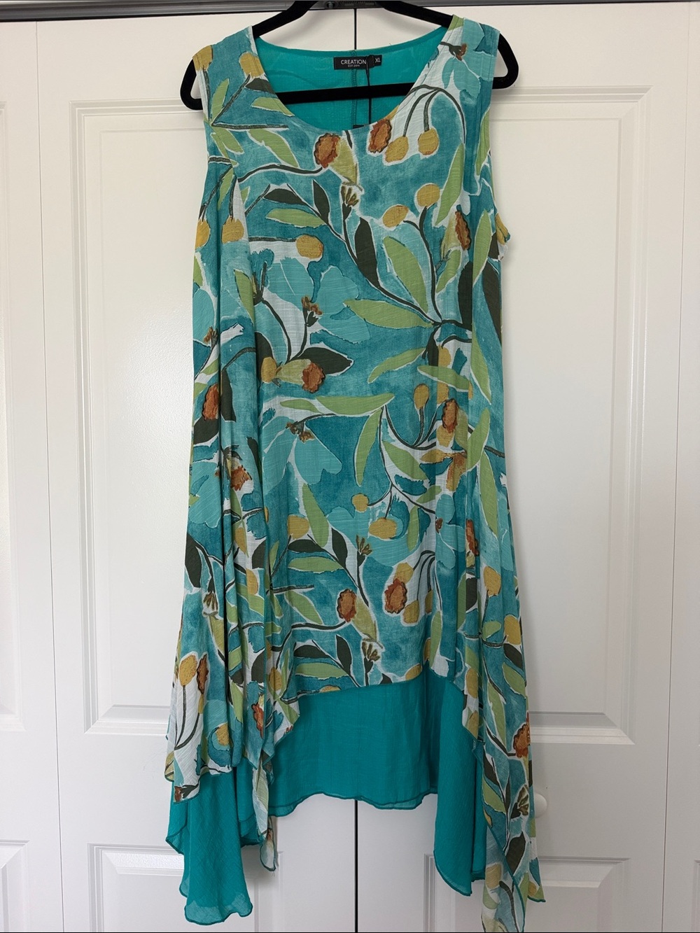 Creation IV Teal Floral Layered Swing Tunic Dress